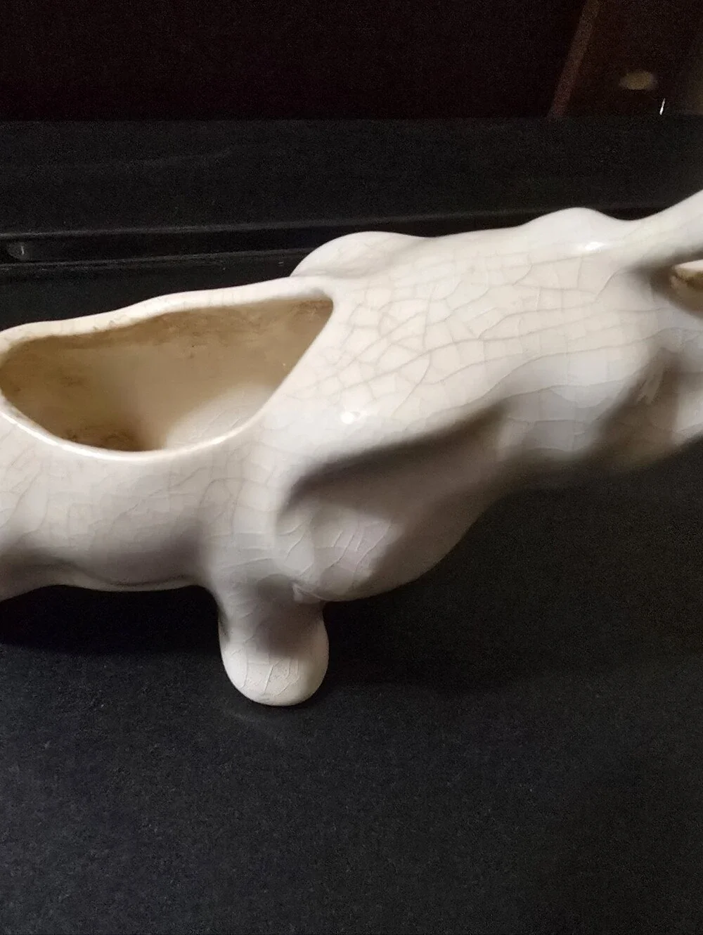 Vintage Ceramic Elephant Planter - Cream Decorative Accent